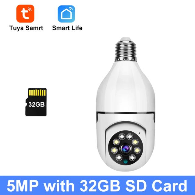Tuya Câmera Lâmpada 5MP Visão Noturna Colorida 360° WiFi