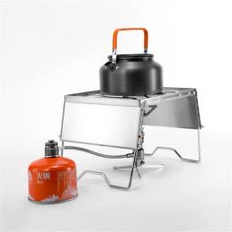 Multifuncional dobrável acampamento grill portátil de aço inoxidável grelha acampamento fogão a gás piquenique aquecimento fogão suporte - Image 2