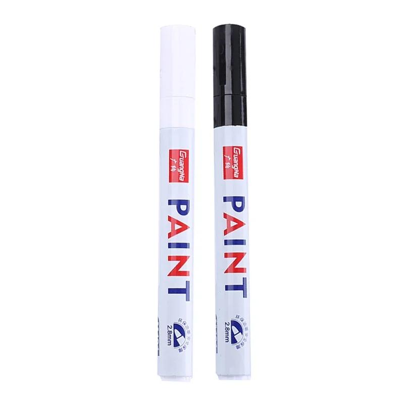 Impermeável permanente pintura canetas, marcadores brancos, 12 cores, óleo à base, ponta média, marcador de metal, rocha, madeira, tecido, canecas, 1 pc, 2pcs - Image 1