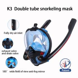 Máscara de mergulho profissional, snorkel facial completo, óculos anti-nevoeiro, equipamento de natação subaquática, crianças e adultos - Image 2
