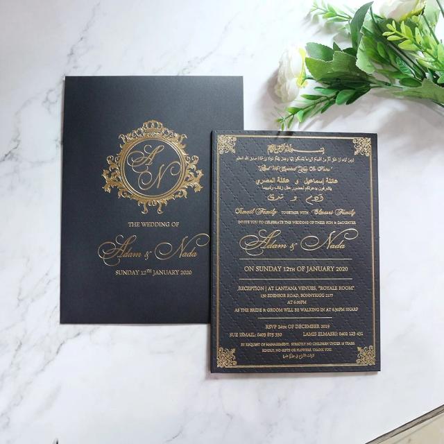 Convites de Casamento Personalizados Elegantes com Envelope RSVP, Bolso de Carimbo Quente e Cartões Nupciais em Pacote com 100 Peças