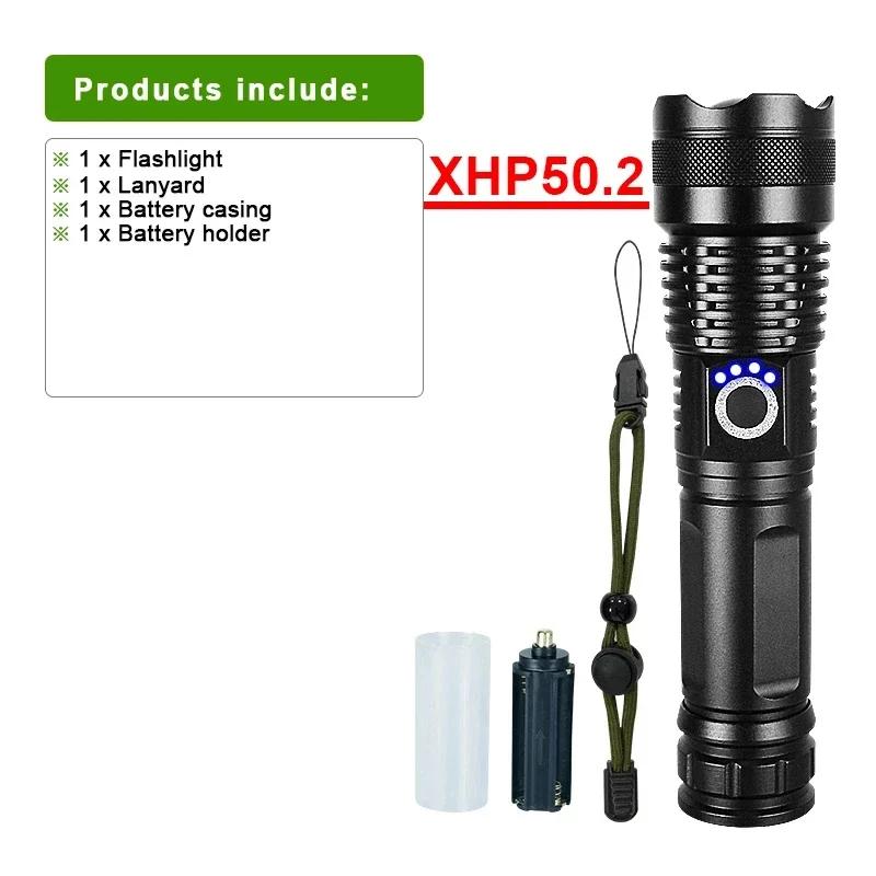 Alumínio liga lanterna tática, zoom telescópico LED, TYPE-C carregamento, exterior multifunções carregamento tesouro, XHP70 - Image 1