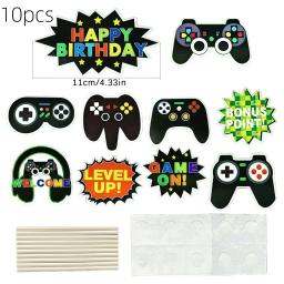 Jogo no cartão temático da decoração do bolo, fundo da festa de aniversário, letras bandeira-levantada, 10-20Pcs, partes do pacote - Image 3