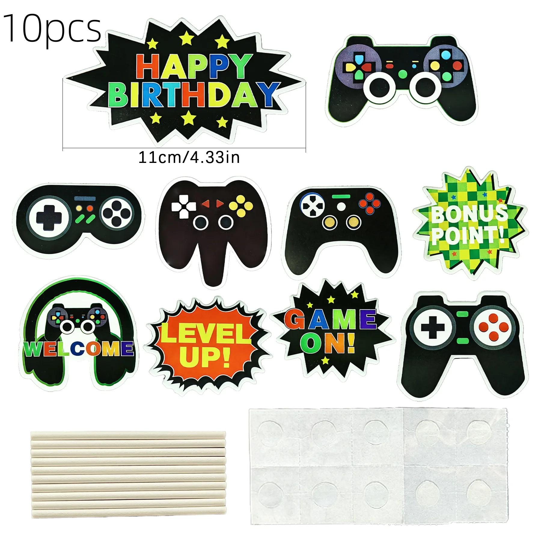 Jogo no cartão temático da decoração do bolo, fundo da festa de aniversário, letras bandeira-levantada, 10-20Pcs, partes do pacote - Image 1