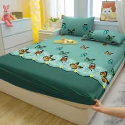 3-Piece Set Folha equipada com padrão de borboleta, impresso tampa da cama, simples e moderno, fosco, quarto, cama - Image 3