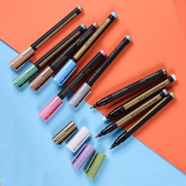 Conjunto de 10 Canetas Metálicas para Papel Preto - Ideal para Scrapbooking, Artesanato e Cartões