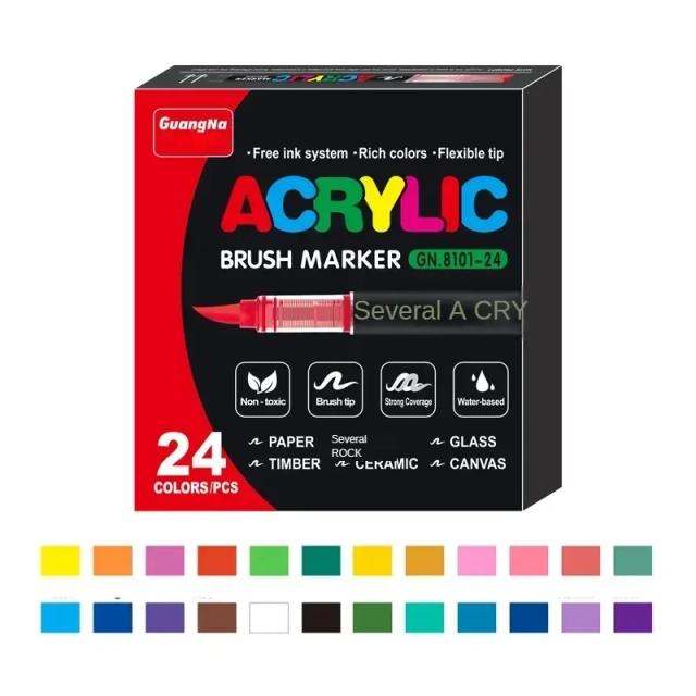 Marcadores de Tinta Acrílica para Pintura Rupestre - Canetas Ponta Pincel para Madeira, Lona e Pedra em até 120 Cores - Presente Ideal para Artesanato DIY neste Natal