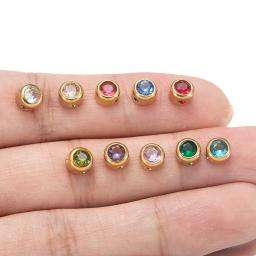 Stainless Steel Zircon Encantos para Fazer Jóias, Pingentes com Buraco, Colar, Pulseira, Brincos de Natal, DIY, 6mm, 10Pcs - Image 3