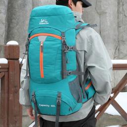 Mochila de grande capacidade para homens, esporte ao ar livre, trekking, caminhadas, alpinismo, bolsa de ombro com capa de chuva 60L - Image 2