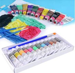 Profissional Acrílico Aquarela Pintura Conjunto, DIY Arte Pintura, Cerâmica Pedra Tintas Escova, Prático Material Escolar, 12 Cores por Conjunto - Image 4