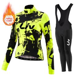 Conjunto de jérsei de ciclismo feminino, manga comprida, velo, roupas de bicicleta, ciclismo, roupa de corrida, inverno - Image 2
