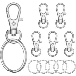 100 pçs chaveiro ganchos com chaveiros chaveiro clipe ganchos com anéis para cordão jóias fazendo diy artesanato - Image 1
