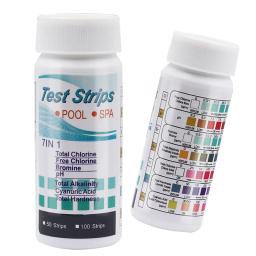 7 em 1 tiras de teste para o aquário/tanque de peixes/piscina/spa qualidade da água 50 pcs100 pces cloro/ph/bromo medem o papel - Image 6