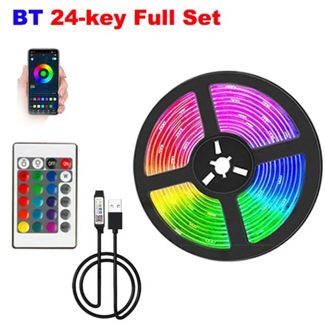Fita de Luz LED 10m com Controle Remoto IR e APP, Múltiplos Modos de Cor RGB e SMD para Decoração de Ambientes
