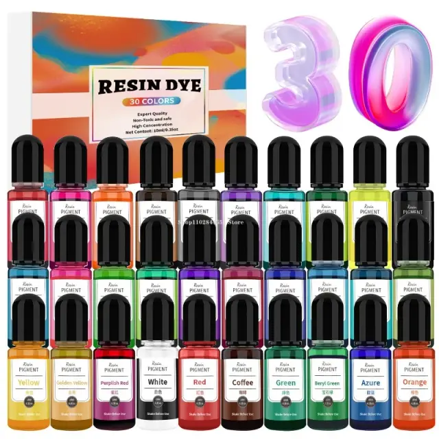 Corante Transparente para Resina - Gel Colorido Preto Gota, Acessório de Cristal DIY, 24 a 30 Tons de Essência, 2ª Geração