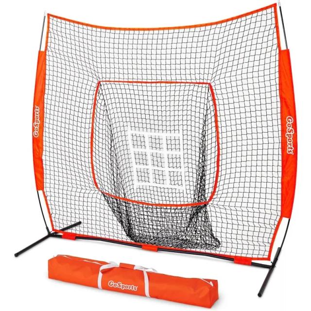 Pratica Bater e Pitching Net para Beisebol e Softball com Estrutura em Bow, Bolsa de Transporte e Zona de Strike - 7 pés x 7 pés