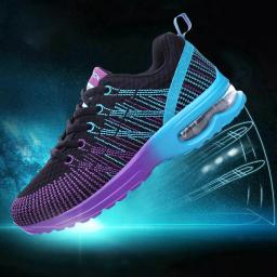 Mulheres Almofada De Ar Running Shoes para Tênis Moda Sneakers Lace Up Leve Respirável Lazer Ginásio Walking Shoes - Image 1