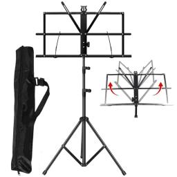 Portátil e leve Music Stand e Desktop Book Stand, Folha Clipe Titular, Bolsa de Transporte - Image 2