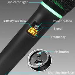 YARMEE UHF Microfone Sem Fio Profissional Karaokê Condensador De Mão Megafone Mic Com Receptor De Bateria De Lítio Recarregável Para Cantar Guia De Turismo Promoção Reunião Jogos De Ensino - Image 2