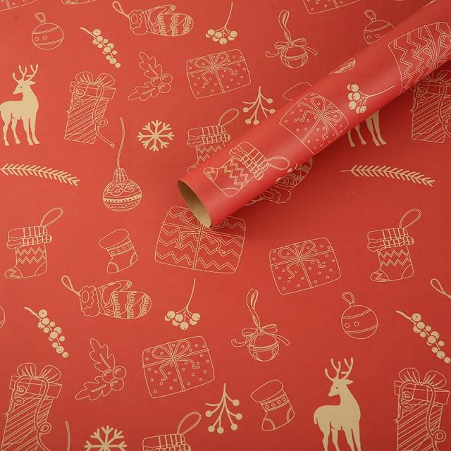 Papel Kraft Para Embrulhar Presentes De Natal - Artesanato DIY e Decoração Para Festas de Fim de Ano, 1 Unidade