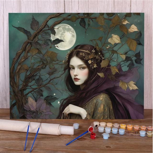 Pintura por Números de Retrato Feminino com Flores - Kit de Artesanato para Adultos, Decoração de Casa e Presente Perfeito para Esposa em Atacado e Dropshipping