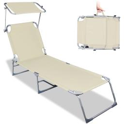 Ajustável dobrável reclinável espreguiçadeira, praia cama, 4 posições - Image 1
