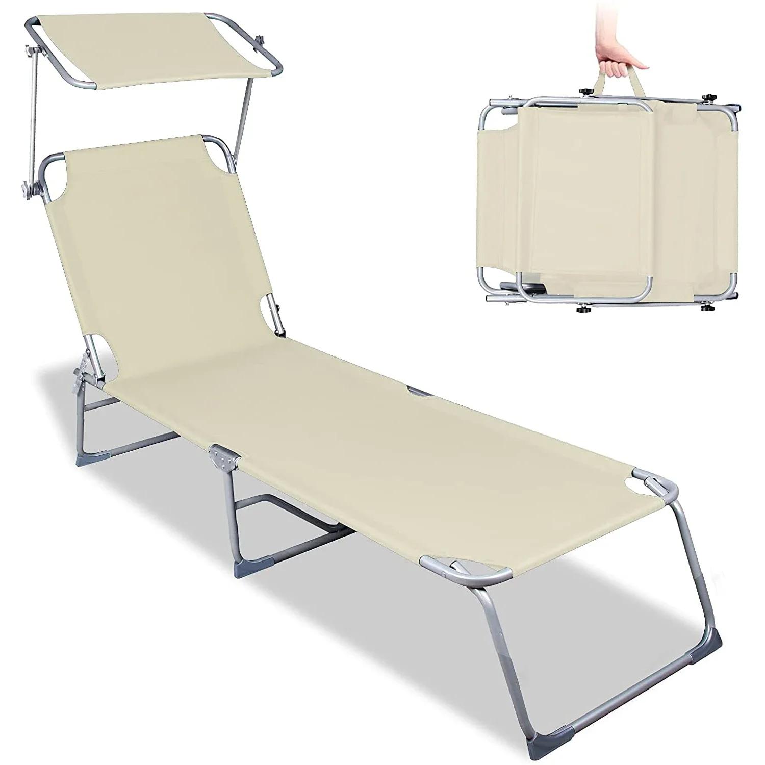 Ajustável dobrável reclinável espreguiçadeira, praia cama, 4 posições - Image 1