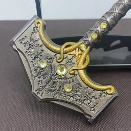 Brinquedo de martelo periférico de jogo, 12 cm (4,72 polegadas), Mjolnir, metal de liga de zinco, não afiado, lâmina de metal, God of War - Image 5