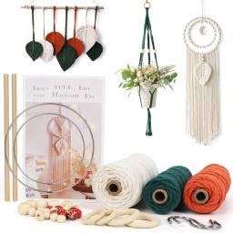 Macrame Craft Kit para Iniciantes, Plant Hanger Artes, Artesanato Decoração, Handmade Corda de Algodão Colorido, Twisted String, DIY Set, 100m - Image 3