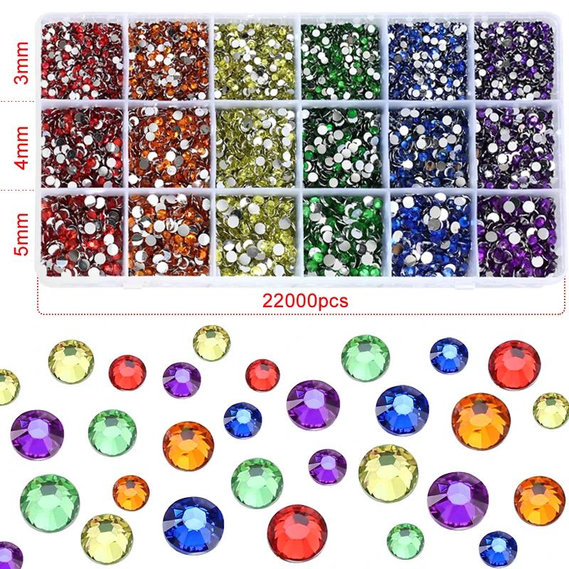 QIAO-Resina Rhinestones Set, Glitter Gelly Crystal Garment, Decor Roupas, Flatback Strass para Nail Art, 3mm, 4mm, 5mm - Image 1