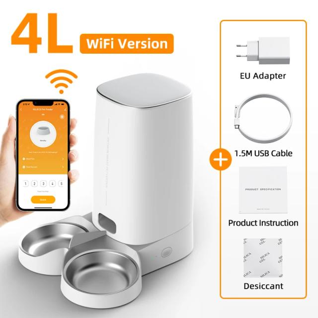 Alimentador Pet Automático ROJECO com Controle Remoto e Conexão WiFi para Gatos e Cães