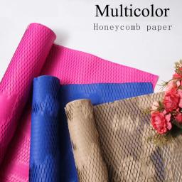 Eco-friendly Honeycomb Papel Kraft, Adequado para Embrulho de Flores e Presente, Embalagem, Multicolor, Luxo, 50cm x 9m - Image 1