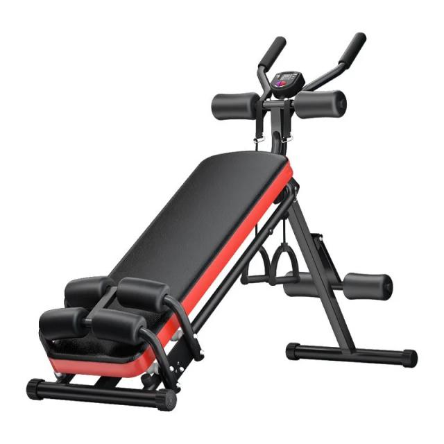 Banco de Exercício Dobrável para Treino Abdominal com Monitor LCD - Equipamento de Ginástica em Casa para Força Corporal