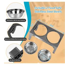 Elevado ajustável Dog Bowl Stand, tigela de comida para cães de aço inoxidável, alimentador antiderrapante para cães grandes e médios - Image 6