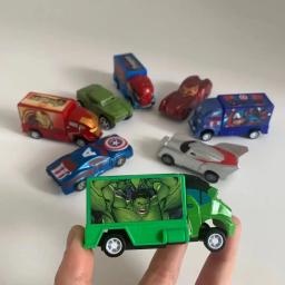 Avengers Car Model Toy para Meninos, Liga, PVC, Capitão América, Hulk, Ironman, Spiderman Figurinhas, caminhão, Pull-back Veículo, 4Pc Set - Image 6