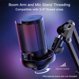 Professional USB Streaming Podcast PC Microfone, Estúdio Condensador Cardióide, Mic Kit com Boom, Braço Ajustável para Gravação, Twitch - Image 6