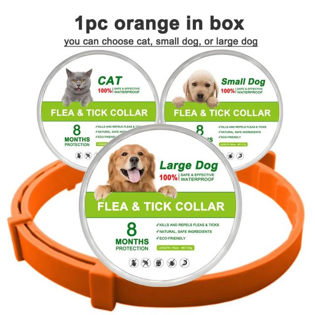 Coleira Repelente de Pulgas e Carrapatos com Óleos Naturais para Gatos e Cachorros - Eficácia de 8 Meses