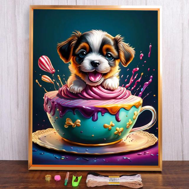 Kit Completo de Ponto Cruz para Artesanato: Bordado DIY de Cão Border Collie para Presentes Criativos