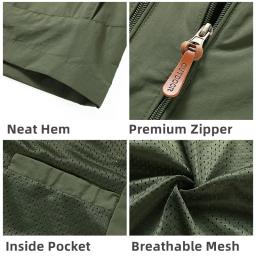 Jaquetas impermeáveis de caminhada masculinas, jaqueta tática, bolso múltiplo, com capuz, acampamento ao ar livre, casaco à prova de vento, casual, marca, primavera, outono - Image 5