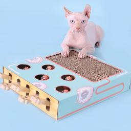 Caixa de jogo educacional interativa do gato do labirinto, Hit Gophers, Vara engraçada, 3 em 1 brinquedo do gato, Chase Hunt Mouse com Scratcher - Image 1
