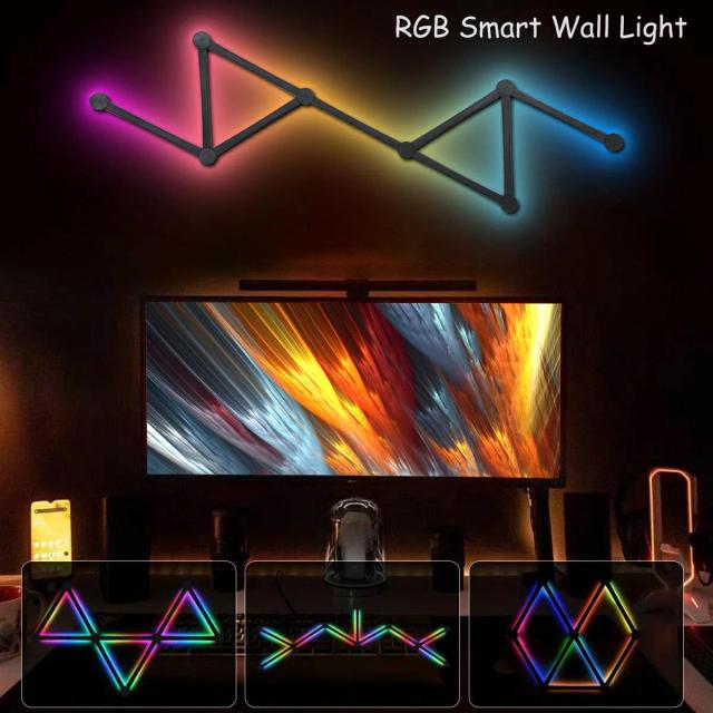 Luz de Parede RGB LED Smart com Sincronização de Música e 16 Milhões de Cores, 44 Cenas Personalizáveis e Controle de Brilho para Decoração de Quartos