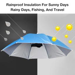Guarda-chuva de chuva portátil chapéu dobrável ao ar livre pesca guarda-sol à prova dwaterproof água acampamento headwear praia cabeça chapéus chapéu de pesca - Image 5
