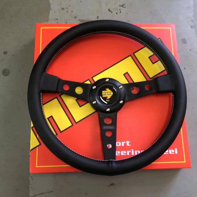 Volante Momo 350mm Couro de Fibra para Carro de Corrida e Rally