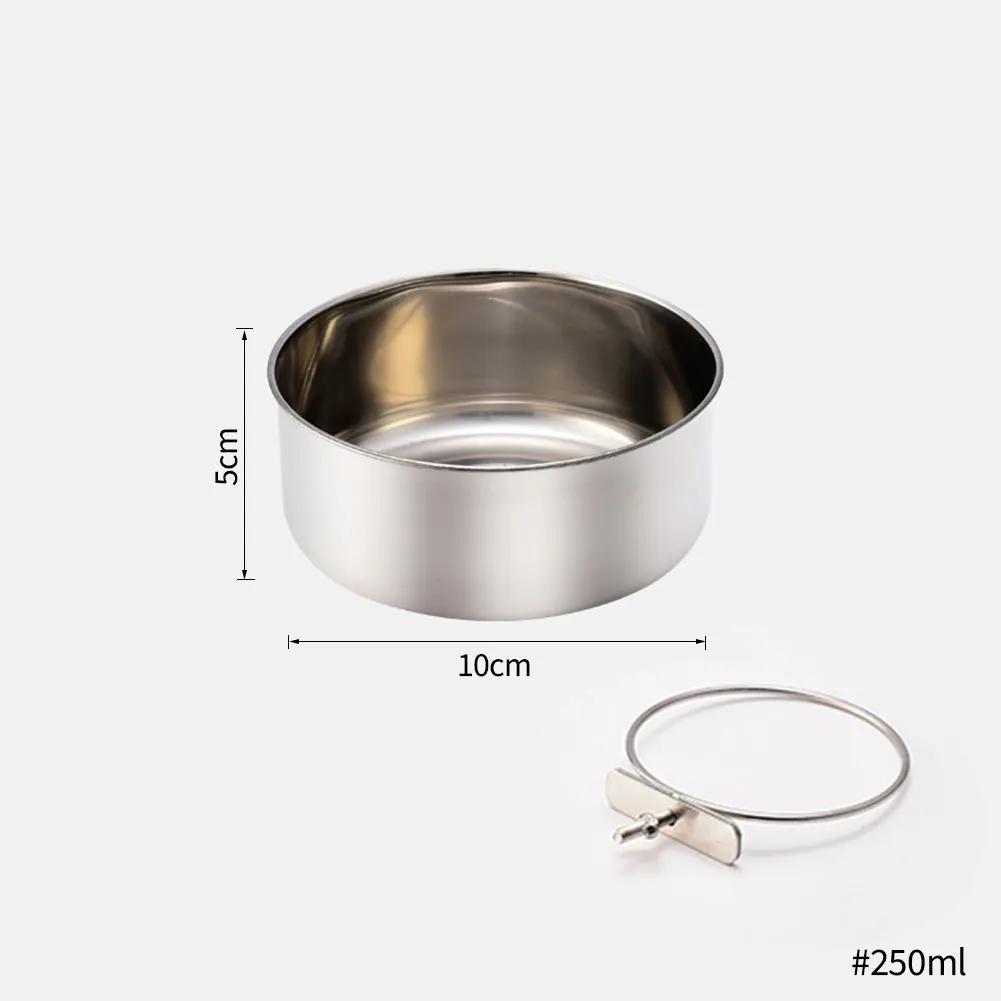 Tigela de comida para animais de estimação, aço inoxidável, 10-20cm, gaiola comum, pendurado, alimentador de bacia de cachorro, grande capacidade, tigela de alimentação de metal fixa - Image 1