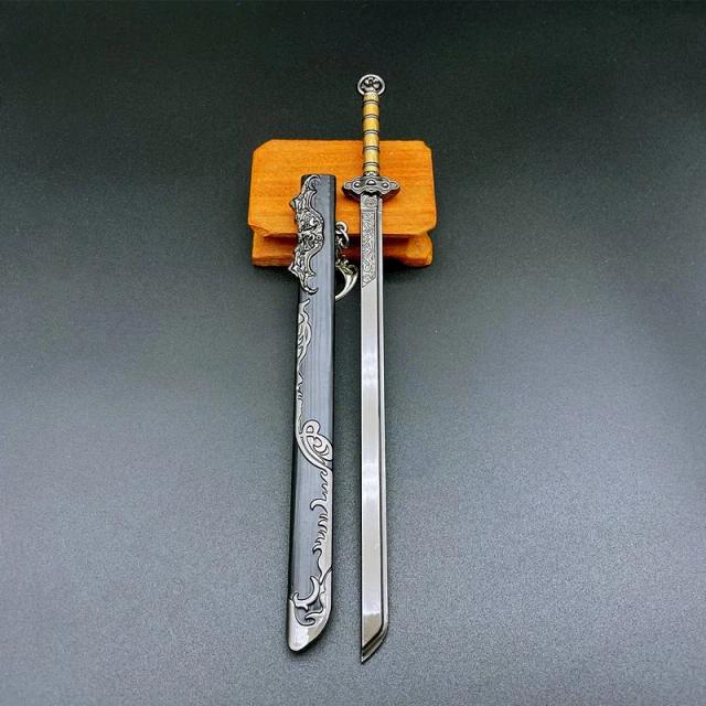 Mini Katana Falsas em Metal para Decoração Chinesa Retro – Acessórios Elegantes para Casa e Sala de Estar