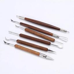 Conjunto de ferramentas de escultura em argila com cabo de madeira, 6 peças, ferramentas de escultura em cerâmica, alisamento de cera, moldagem de cerâmica, ferramenta diy esculpida - Image 6