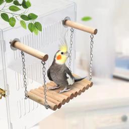Bird Parrot Ladder Pendurado Cage Poleiro, Periquito Escalada Brinquedo, Escada De Madeira para Pássaro Médio e Pequeno - Image 1