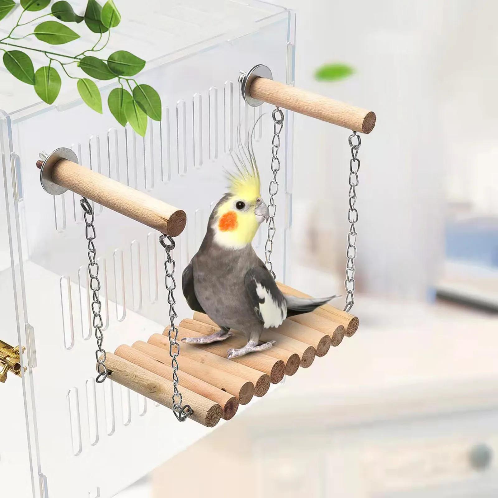 Bird Parrot Ladder Pendurado Cage Poleiro, Periquito Escalada Brinquedo, Escada De Madeira para Pássaro Médio e Pequeno - Image 1