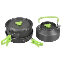 Conjunto de panelas de acampamento ao ar livre, piquenique cozinhar conjunto, panela, frigideira, chaleira, tigela de plástico, colher, pá de arroz, loofah, 9pcs - Image 3