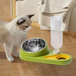 Alimentador anti-derramamento 2 em 1 para animal de estimação, kit tigela de água com arco, conveniente - Image 2